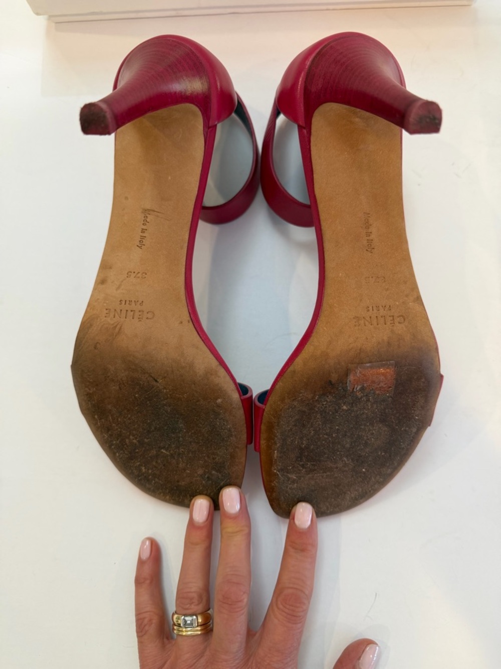 CELINE Dark Pink Leather Open-Toe Ankle-Strap Heels - GORGEOUS - Picture 11 of 11